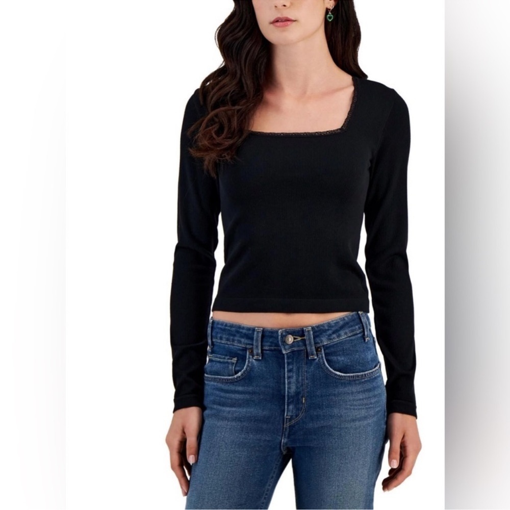 Derek & Heart Black Long Sleeve Crop Blouse